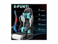 Jummico gamingstoel met massagefunctie-tot 150 kg, zwart-wit - afbeelding 2 van  2