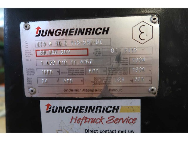 Jungheinrich - etv 10 6 115 530 d2 - stackers - 1994 - afbeelding 5 van  7