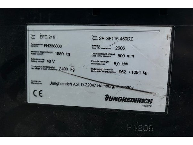 Jungheinrich efg 216 - afbeelding 8 van  22