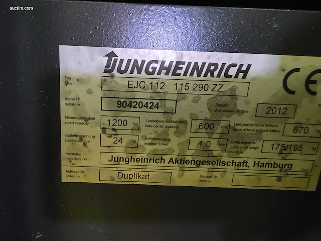 Jungheinrich ejc 112 elektrische stapelaar 2012 - afbeelding 14 van  15