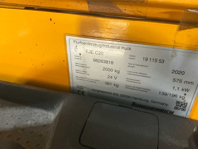 Jungheinrich eje c20 elektrische palletwagen (4x) - afbeelding 9 van  13