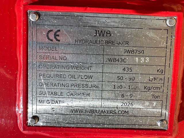 Jwb - 2026 - 750 - hydraulische hamer - afbeelding 11 van  11
