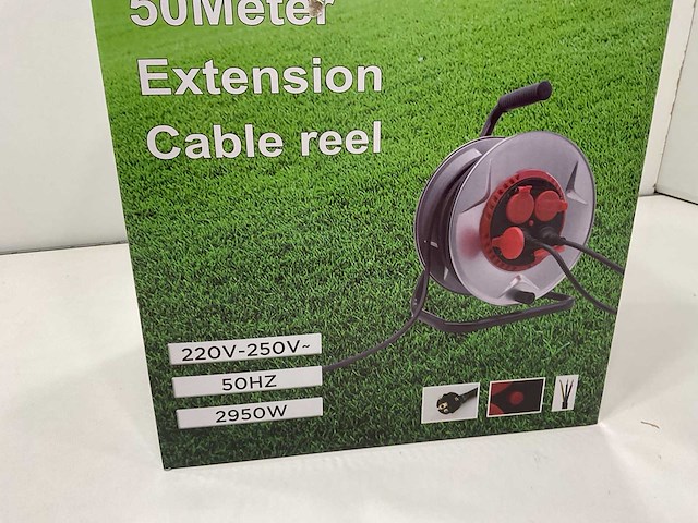 Kabel haspel metaal 50 meter - afbeelding 2 van  3