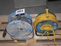 Kabelhaspel - blauwe behuizing kabelhaspel - 50m, gele kabel - afbeelding 1 van  2