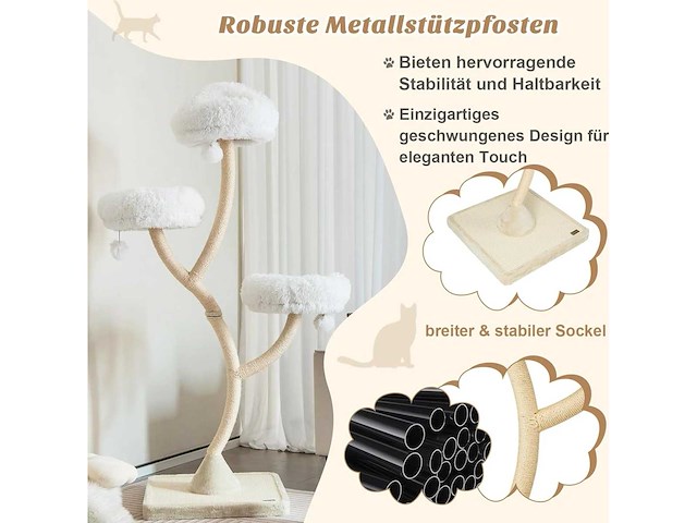 Kabpaal, 178 cm krabpaal met sisalkrabzuilen - afbeelding 6 van  8