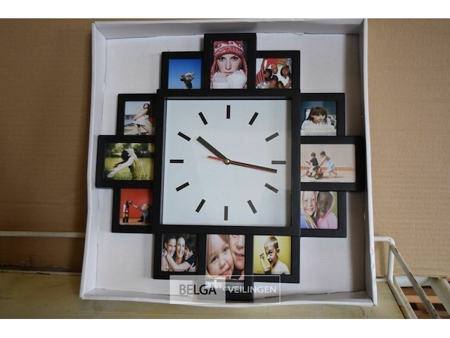 Kader met klok en foto kaders in - afbeelding 1 van  1