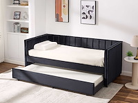 Kajuitbed auckland - 90 x 200 cm - met onderschuifbed - zwart velours - afbeelding 2 van  8