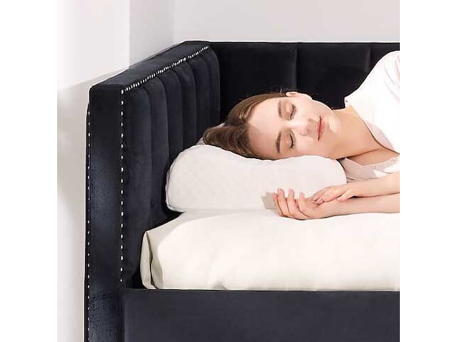 Kajuitbed auckland - 90 x 200 cm - met onderschuifbed - zwart velours - afbeelding 3 van  8