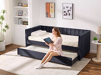 Kajuitbed auckland - 90 x 200 cm - met onderschuifbed - zwart velours - afbeelding 4 van  8