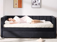 Kajuitbed auckland - 90 x 200 cm - met onderschuifbed - zwart velours - afbeelding 5 van  8