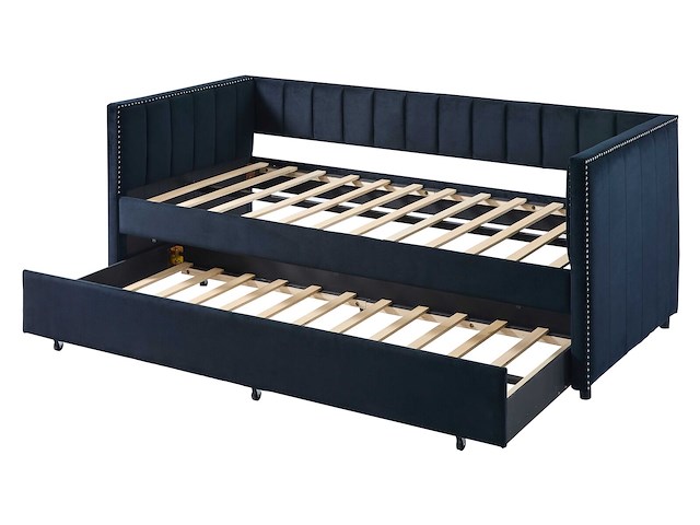 Kajuitbed auckland - 90 x 200 cm - met onderschuifbed - zwart velours - afbeelding 8 van  8