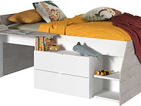 Kajuitbed milky met bureau en lades - wit/eik - afbeelding 5 van  7