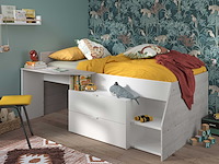 Kajuitbed milky met bureau en lades - wit/eik - afbeelding 7 van  7
