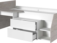 Kajuitbed milky met bureau en lades - wit/eik - afbeelding 4 van  7