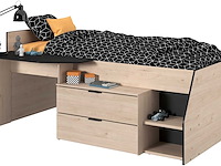 Kajuitbed milky met bureau en lades - zwart/eik - afbeelding 1 van  7