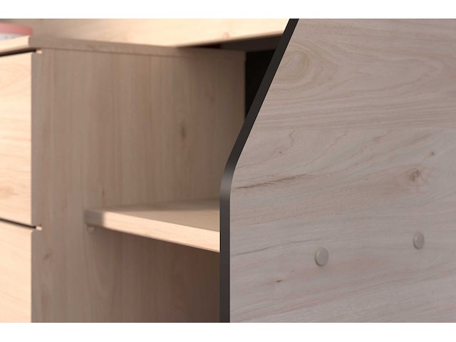 Kajuitbed milky met bureau en lades - zwart/eik - afbeelding 3 van  7