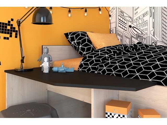 Kajuitbed milky met bureau en lades - zwart/eik - afbeelding 7 van  7