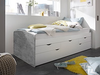 Kajuitbed nasri 90x200 met bedlade - beton/wit - afbeelding 1 van  2