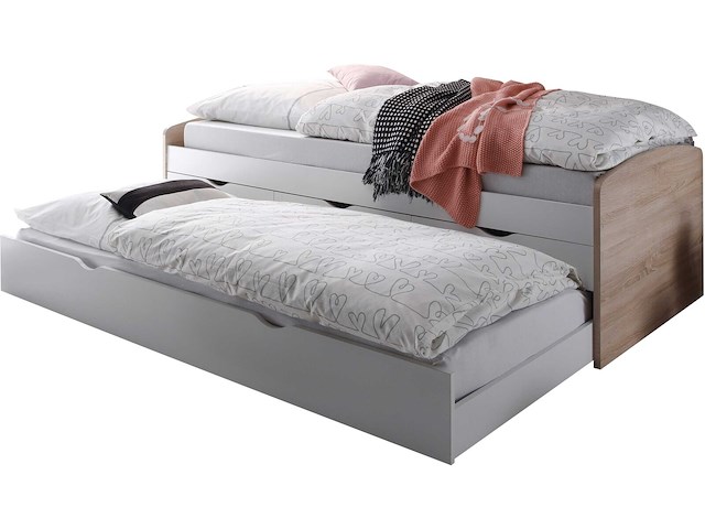 Kajuitbed nasri 90x200 met bedlade - sonoma eik/wit - afbeelding 2 van  2