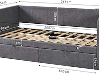 Kajuitbed parma - 90x200cm - met 2 lades - grijs - afbeelding 5 van  7