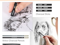 Kalour pdas houtskool tekenset, 22-delig - afbeelding 3 van  5