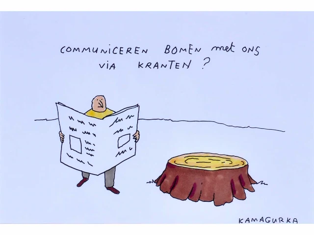 Kamagurka - bomen - inkt en kleurstift op papier - ingelijst - afbeelding 2 van  4