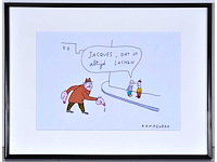 Kamagurka - jacques - inkt en kleurstift op papier - ingelijst - afbeelding 1 van  4