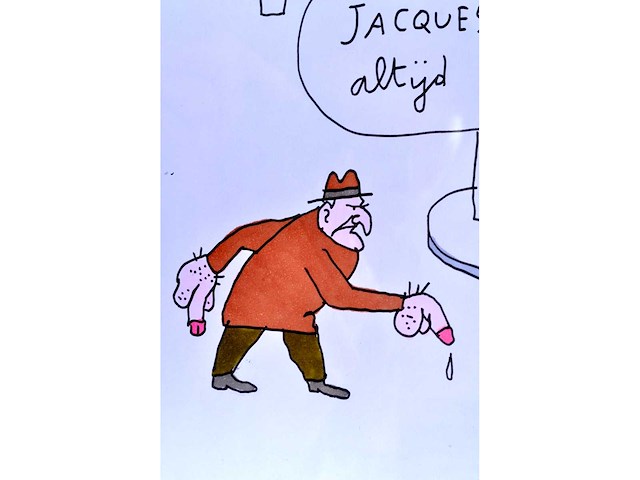 Kamagurka - jacques - inkt en kleurstift op papier - ingelijst - afbeelding 4 van  4