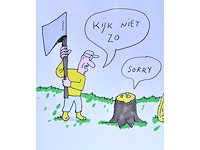 Kamagurka - kijk niet zo - inkt en kleurstift op papier - ingelijst - afbeelding 3 van  4