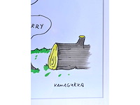Kamagurka - kijk niet zo - inkt en kleurstift op papier - ingelijst - afbeelding 4 van  4
