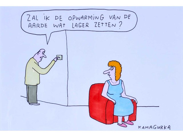 Kamagurka - opwarming - inkt en kleurstift op papier - ingelijst - afbeelding 2 van  4