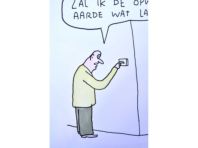 Kamagurka - opwarming - inkt en kleurstift op papier - ingelijst - afbeelding 4 van  4