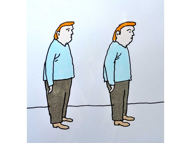 Kamagurka - tweezaamheid - inkt en kleurstift op papier - ingelijst - afbeelding 4 van  4