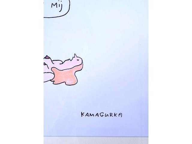 Kamagurka - u bevalt mij - inkt en kleurstift op papier - ingelijst - afbeelding 3 van  4