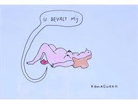 Kamagurka - u bevalt mij - inkt en kleurstift op papier - ingelijst - afbeelding 2 van  4