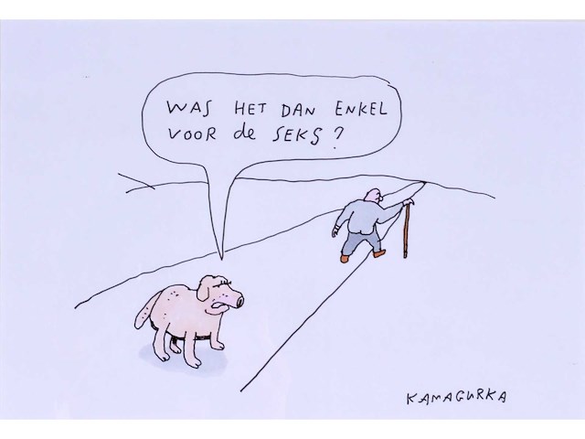 Kamagurka - voor de sex - inkt en kleurstift op papier - ingelijst - afbeelding 3 van  4