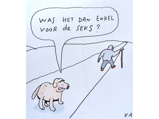 Kamagurka - voor de sex - inkt en kleurstift op papier - ingelijst - afbeelding 2 van  2