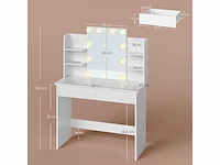 Kamertafel met spiegel en led-lamp, stekkerdoos, usb a/type-c - afbeelding 3 van  8