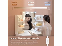Kamertafel met spiegel en led-lamp, stekkerdoos, usb a/type-c - afbeelding 4 van  8