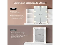 Kamertafel met spiegel en led-lamp, stekkerdoos, usb a/type-c - afbeelding 8 van  8