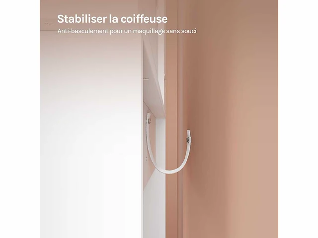 Kamertafel met spiegel en led-lamp, stekkerdoos, usb a/type-c - afbeelding 6 van  8