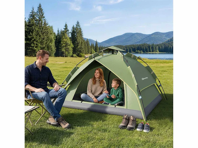 Kampeertent licht opvouwbare tent 2-3 pers. - 2 grote deuren - afbeelding 1 van  4