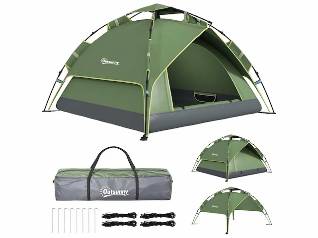 Kampeertent licht opvouwbare tent 2-3 pers. - 2 grote deuren - afbeelding 2 van  4