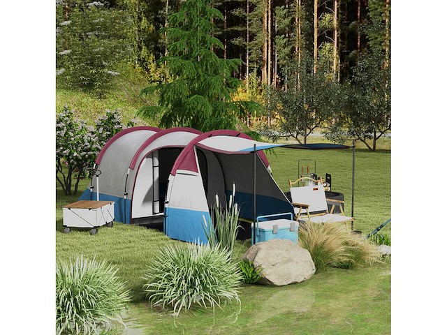 Kampeertent tunnel tent 2-3 per stuk. met lichtgewicht geventileerde veranda waterdichte 2000 mm 3 deuren draagtas inbegrepen - afbeelding 1 van  5