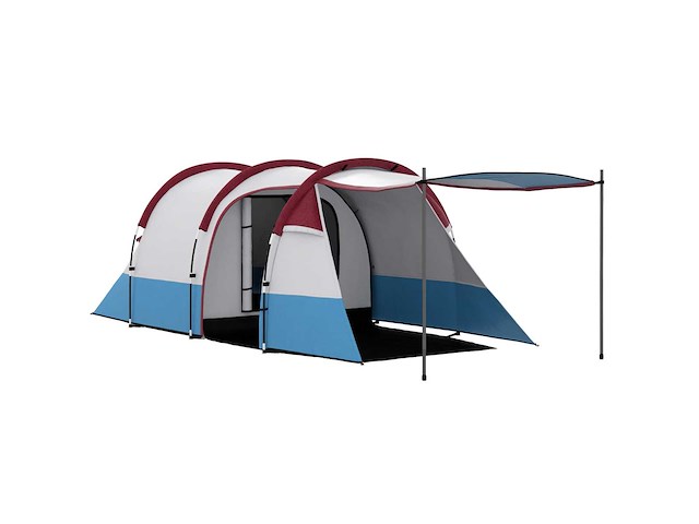 Kampeertent tunnel tent 2-3 per stuk. met lichtgewicht geventileerde veranda waterdichte 2000 mm 3 deuren draagtas inbegrepen - afbeelding 2 van  5