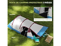 Kampeertent tunnel tent 2-3 per stuk. met lichtgewicht geventileerde veranda waterdichte 2000 mm 3 deuren draagtas inbegrepen - afbeelding 4 van  5