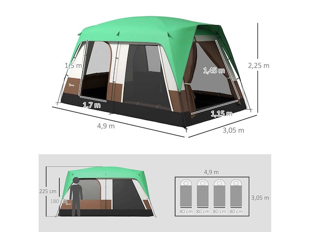 Kampeertent voor 7-8 personen - afbeelding 4 van  6