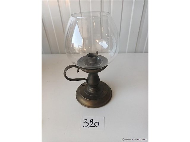 Kandelaar koper en glas - afbeelding 1 van  3