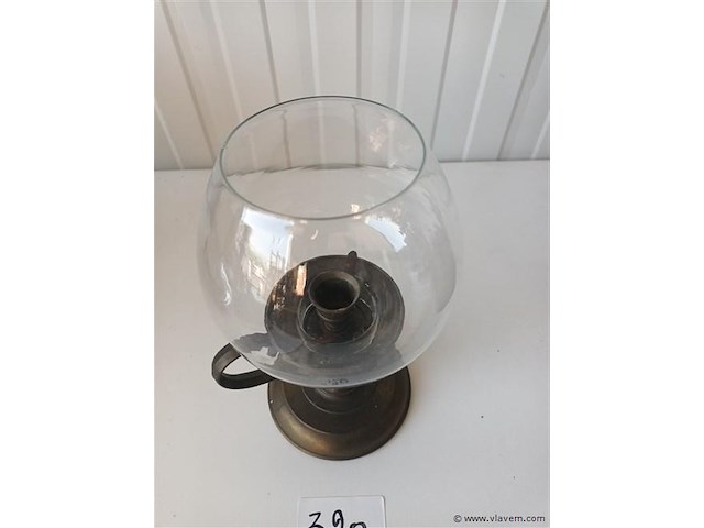 Kandelaar koper en glas - afbeelding 2 van  3