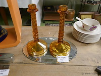 Kandelaars in amber glas - afbeelding 1 van  1